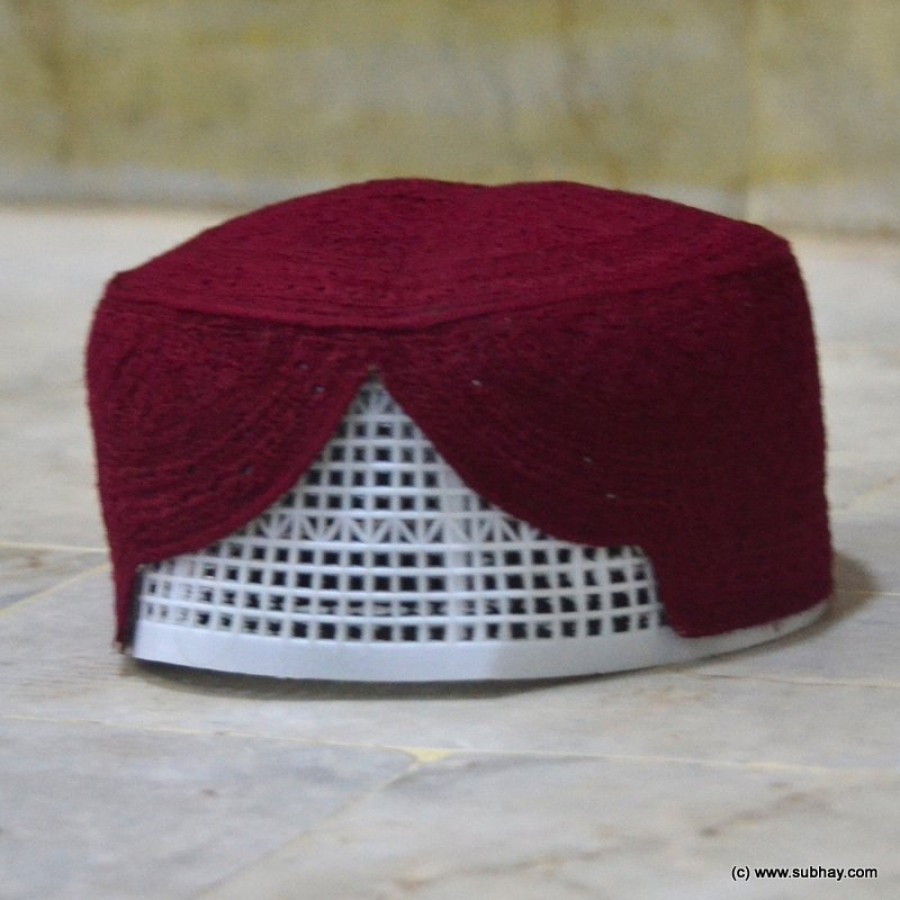 Maroon  Jamali Sindhi Cap / Topi (Hand Made) MK-174